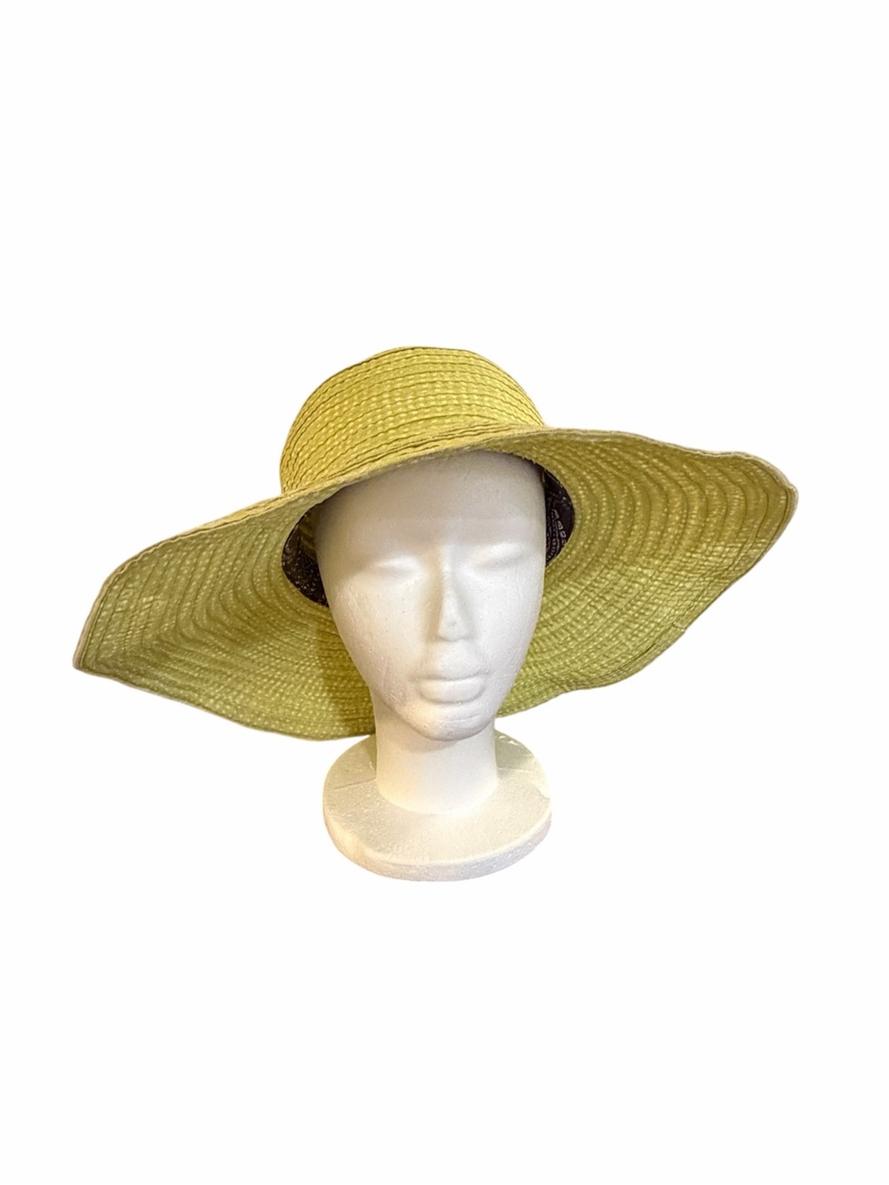 Wallaroo Women's Scrunchie Wide Brim Sun Hat - Lime Green w/White Polkadots - OS
